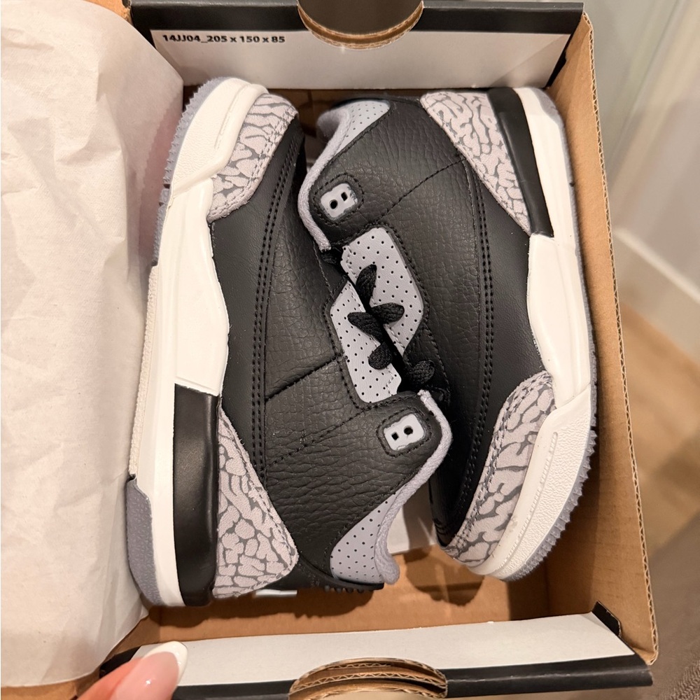 Jordan Kids Black and Grey Retro Style Sneakers
